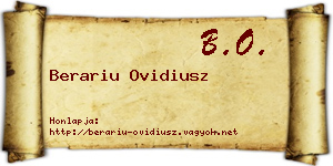 Berariu Ovidiusz névjegykártya